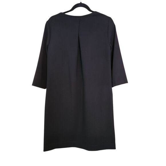 Trina Turk Black Versed Shift Dress, 3/4 sleeve, front half zip, pockets, sz 6 - Picture 5 of 11